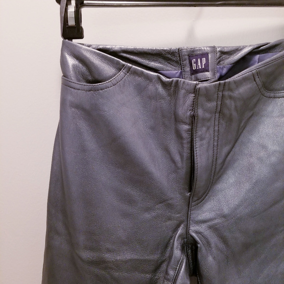 NWOT Gap Gray Pearlescent Straight Leather Pants - Picture 1 of 5